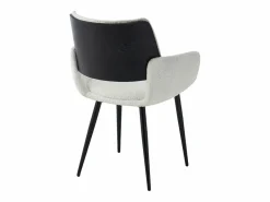Vente-unique Sillas Y Lotes De Sillas|Conjunto de 2 sillas de tela bouclé, chapado de fresno y metal negro - Blanco - ZURIKIA
