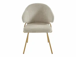 Vente-unique Conjunto de 2 sillas de tela y metal dorado - - LUXIVA Beige Outlet