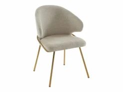Vente-unique Conjunto de 2 sillas de tela y metal dorado - - LUXIVA Beige Outlet