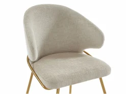 Vente-unique Conjunto de 2 sillas de tela y metal dorado - - LUXIVA Beige Outlet