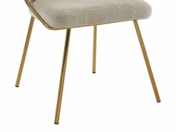 Vente-unique Conjunto de 2 sillas de tela y metal dorado - - LUXIVA Beige Outlet