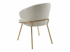 Vente-unique Conjunto de 2 sillas de tela y metal dorado - - LUXIVA Beige Outlet