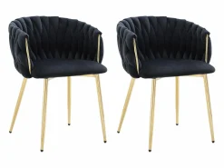 Vente-unique Sillas Y Lotes De Sillas|Conjunto de 2 sillas de terciopelo y metal dorado - - ELEGANO