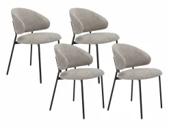 Conjunto de 4 sillas en tejido texturizado y metal negro - Taupe - VOSINIA^Vente-unique Best