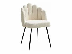 Vente-unique Conjunto de 2 sillas en tela bouclé y metal negro - - ALTINAM de Pascal MORABITO Crema Outlet