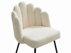 Vente-unique Conjunto de 2 sillas en tela bouclé y metal negro - - ALTINAM de Pascal MORABITO Crema Outlet