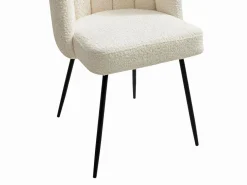 Vente-unique Conjunto de 2 sillas en tela bouclé y metal negro - - ALTINAM de Pascal MORABITO Crema Outlet