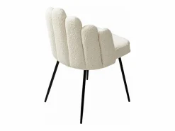 Vente-unique Conjunto de 2 sillas en tela bouclé y metal negro - - ALTINAM de Pascal MORABITO Crema Outlet