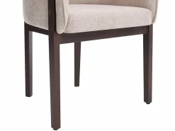 Vente-unique Sillas Y Lotes De Sillas|Conjunto de 2 sillas en tela texturizada y madera de hevea natural oscuro - - LYLABA