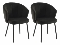 Vente-unique Conjunto de 2 sillas en tela y metal - - TANURY Negro Best