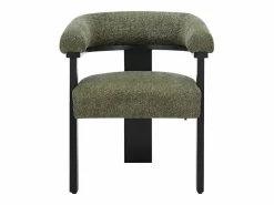 Vente-unique Conjunto de 6 sillas en tela bouclé y madera de hevea - Verde caqui y negro - LIVELIA Negro / Caqui Online