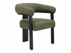 Vente-unique Conjunto de 6 sillas en tela bouclé y madera de hevea - Verde caqui y negro - LIVELIA Negro / Caqui Online