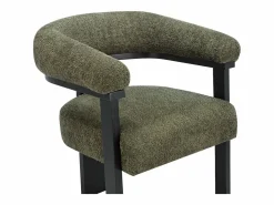 Vente-unique Conjunto de 6 sillas en tela bouclé y madera de hevea - Verde caqui y negro - LIVELIA Negro / Caqui Online