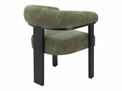 Vente-unique Sillas Y Lotes De Sillas|Conjunto de 2 sillas en tela bouclé y madera de hevea - Verde caqui y negro - LIVELIA