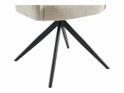 Vente-unique Conjunto de 6 sillas giratorias con reposabrazos en tela y metal negro - - LEJINA Crema Clearance