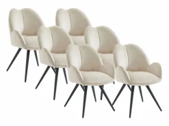Conjunto de 6 sillas giratorias con reposabrazos en tela y metal negro - - GULSUN^Maison Céphy Clearance