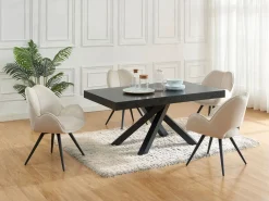 Maison Céphy Sillas Y Lotes De Sillas|Conjunto de 2 sillas giratorias con reposabrazos en tela y metal negro - - GULSUN