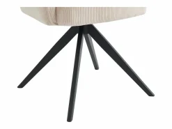 Vente-unique Conjunto de 2 sillas giratorias de terciopelo acanalado y metal negro - - KONYA Crema