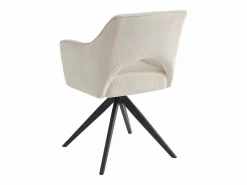 Vente-unique Conjunto de 2 sillas giratorias de terciopelo acanalado y metal negro - - KONYA Crema