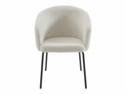 Vente-unique Conjunto de 2 sillas redondeadas de tela rizada y metal - MORONI de Pascal MORABITO Crema Outlet
