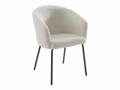 Vente-unique Conjunto de 2 sillas redondeadas de tela rizada y metal - MORONI de Pascal MORABITO Crema Outlet