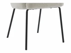 Vente-unique Conjunto de 2 sillas redondeadas de tela rizada y metal - MORONI de Pascal MORABITO Crema Outlet