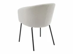 Vente-unique Conjunto de 2 sillas redondeadas de tela rizada y metal - MORONI de Pascal MORABITO Crema Outlet