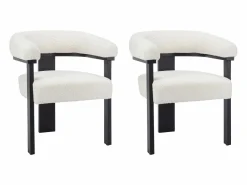 Conjunto de 2 sillas reposabrazos en tela bouclé y madera de Haya - Blanco y negro - LIVELIA^Vente-unique Clearance