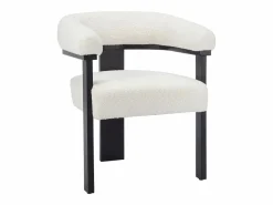 Conjunto de 2 sillas reposabrazos en tela bouclé y madera de Haya - Blanco y negro - LIVELIA^Vente-unique Clearance