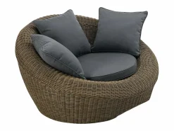 MYLIA Conjunto de 2 sillones de jardín de resina trenzada natural oscuro - WHITEHEAVEN de Color natural oscuro Hot