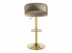 Vente-unique Muebles De Bar|Taburete Alto|Conjunto de 2 taburete de bar de terciopelo y metal dorado - Altura ajustable - - PERLANITA