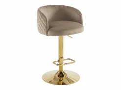 Vente-unique Muebles De Bar|Taburete Alto|Conjunto de 2 taburete de bar de terciopelo y metal dorado - Altura ajustable - - PERLANITA