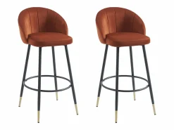 Vente-unique Muebles De Bar|Taburete Alto|Conjunto de 2 taburetes de bar de terciopelo y metal - - ELIRAM