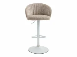 Vente-unique Conjunto de 2 taburetes de bar en tela y metal blanco - Altura regulable - - DORALIZ Crema New