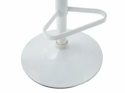 Vente-unique Conjunto de 2 taburetes de bar en tela y metal blanco - Altura regulable - - DORALIZ Crema New
