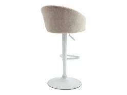 Vente-unique Conjunto de 2 taburetes de bar en tela y metal blanco - Altura regulable - - DORALIZ Crema New