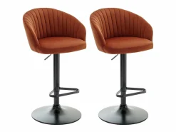 Vente-unique Conjunto de 2 taburetes de bar de terciopelo y metal negro - - DORALIZ Terracota Sale