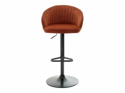 Vente-unique Conjunto de 2 taburetes de bar de terciopelo y metal negro - - DORALIZ Terracota Sale