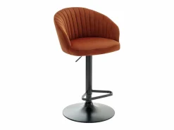 Vente-unique Conjunto de 2 taburetes de bar de terciopelo y metal negro - - DORALIZ Terracota Sale