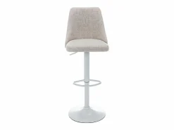 Vente-unique Conjunto de 2 taburetes de bar de tela y metal blanco - Beige - KIYOLA Beige / Blanco Discount