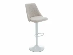 Vente-unique Conjunto de 2 taburetes de bar de tela y metal blanco - Beige - KIYOLA Beige / Blanco Discount