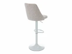 Vente-unique Conjunto de 2 taburetes de bar de tela y metal blanco - Beige - KIYOLA Beige / Blanco Discount