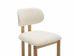 Vente-unique Conjunto de 2 taburetes de bar en tela texturizada y madera de hevea - - YELAZ Crema Best
