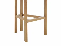 Vente-unique Conjunto de 2 taburetes de bar en tela texturizada y madera de hevea - - YELAZ Crema Best