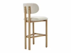 Vente-unique Conjunto de 2 taburetes de bar en tela texturizada y madera de hevea - - YELAZ Crema Best