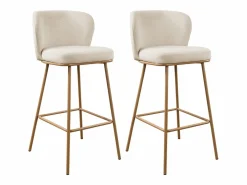 Conjunto de 2 taburetes de bar en tela texturizada y metal con efecto madera - y Natural - SENORASE^Vente-unique Outlet