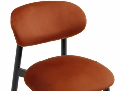 Vente-unique Conjunto de 2 taburetes de terciopelo y metal negro - - LAKABI Terracota Clearance