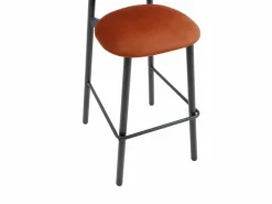 Vente-unique Conjunto de 2 taburetes de terciopelo y metal negro - - LAKABI Terracota Clearance