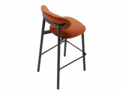 Vente-unique Conjunto de 2 taburetes de terciopelo y metal negro - - LAKABI Terracota Clearance
