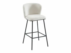 Vente-unique Conjunto de 2 taburetes de bar en tela bouclé y metal - - SENORASE Blanco Clearance